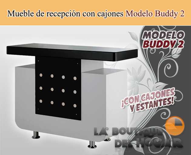 Mueble de recepción con cajón, estantes y bandeja extraíble Modelo Buddy 2