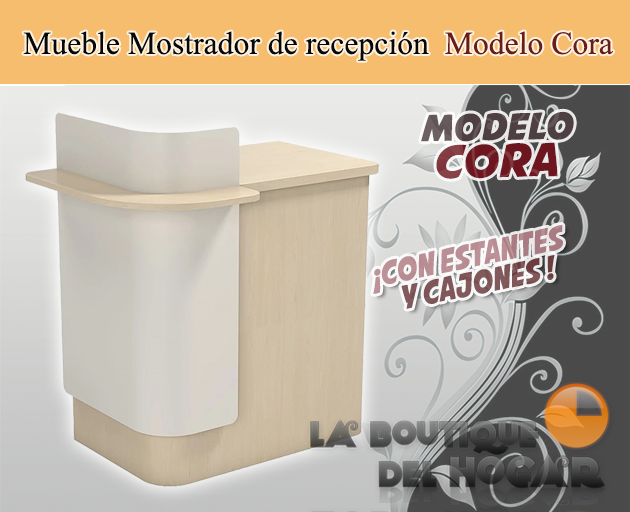 Mueble Mostrador de recepción con cajón y estantes Modelo Cora