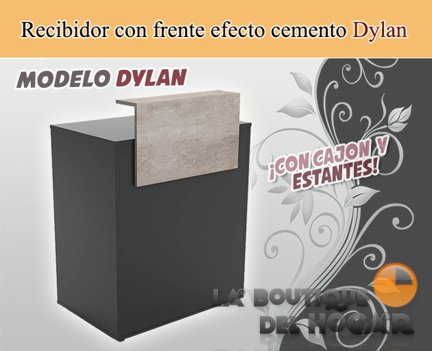 Mueble de recepción con cajón y frente efecto cemento Modelo Dylan