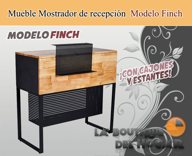 Mueble Mostrador de recepción con cajón y estantes Modelo Finch