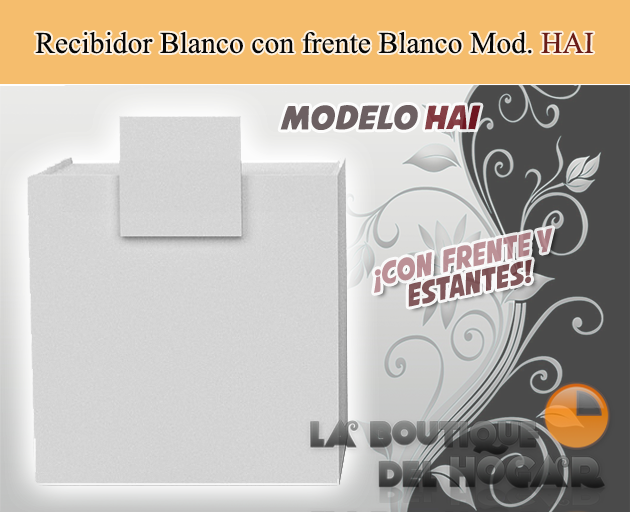 Mueble de recepción Blanco con estantes y frente Blanco Modelo HAI