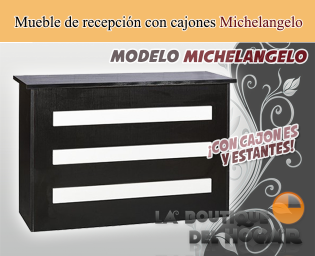 Mueble de recepción con cajón, estantes y bandeja extraíble Modelo Michelangelo