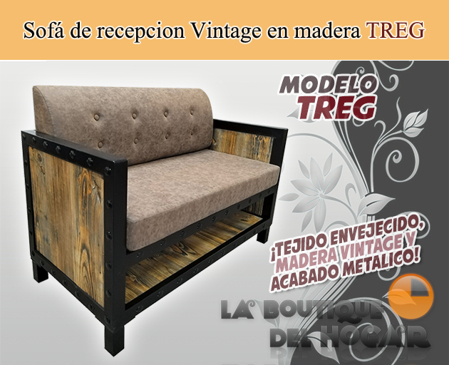 Sofá de espera estilo Vintage marrón envejecido Modelo TREG