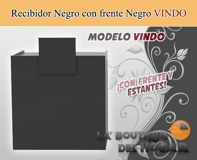 Mueble de recepción Negro con estantes y frente Negro Modelo VINDO