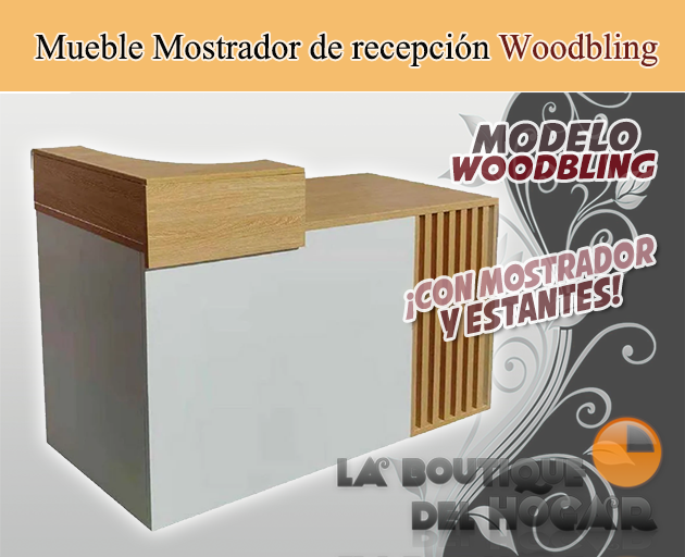 Mueble Mostrador de recepción con estantes Modelo Woodbling