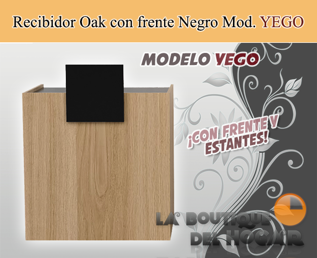 Mueble de recepción Oak con estantes y frente Negro Modelo YEGO