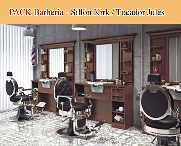 Pack - Sillón Barbería Kirk / Tocador Jules