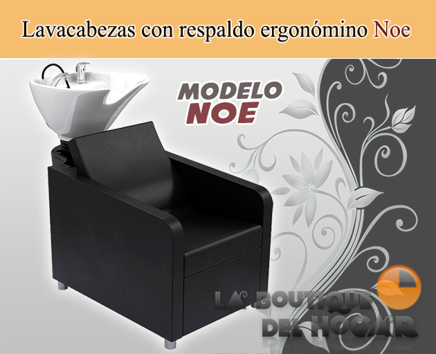 Lavacabezas con pica blanca y respaldo ergonómico Modelo Noe Negro