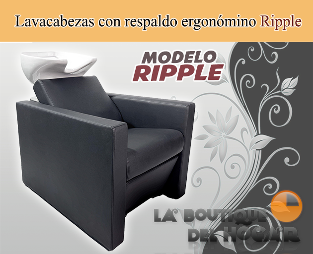 Lavacabezas con pica blanca y respaldo ergonómico Modelo Ripple Negro