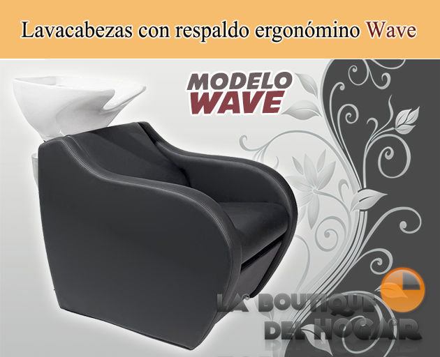 Lavacabezas con pica blanca y respaldo ergonómico Modelo Wave Negro