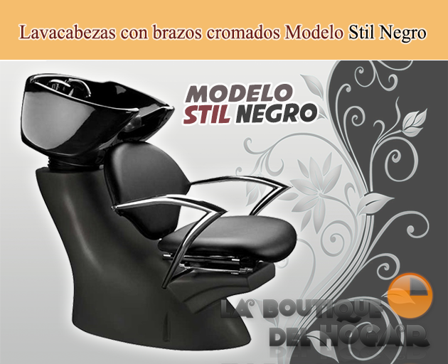 Lavacabezas con pica negra y brazos cromados Modelo Stil Negro