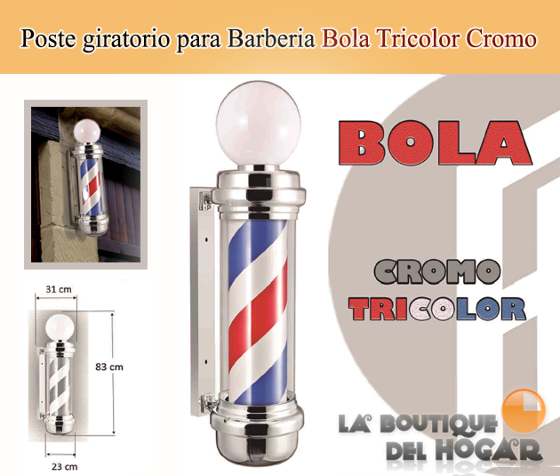 Poste de Barbero luminoso y giratorio para Peluquería con Esfera superior Pablo