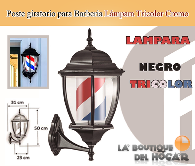 Poste giratorio para Barberia y Peluquería con Luz Modelo Lámpara Tricolor Rojo y Azul
