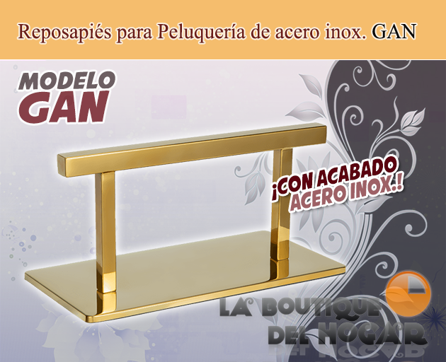 Reposapiés de Peluquería de acero inoxidable mate con forma cuadrada Modelo Gan