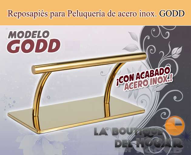 Reposapiés de Peluquería de acero inoxidable mate con forma curvada Modelo Godd