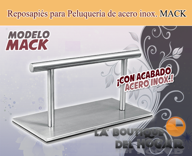 Reposapiés de Peluquería de acero inoxidable mate con forma cuadrada Modelo Mack