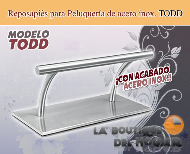 Reposapiés de Peluquería de acero inoxidable mate con forma curvada Modelo Todd