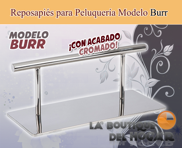 Reposapiés de Peluquería de acero inoxidable cromado con forma cuadrada Modelo Burr