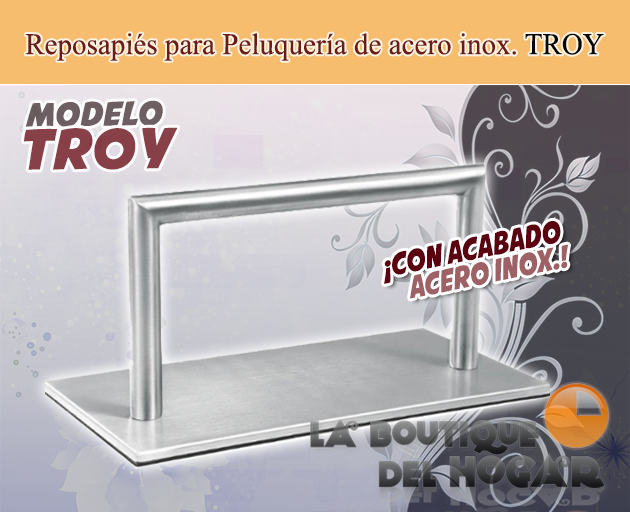 Reposapiés de Peluquería de acero inoxidable mate con forma cuadrada Modelo Troy