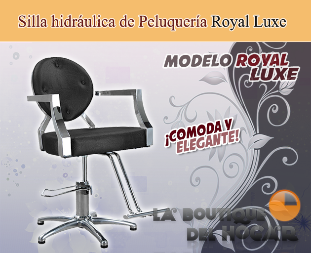 Silla hidráulica de Peluquería con reposabrazos cromados Modelo Royal Luxe?