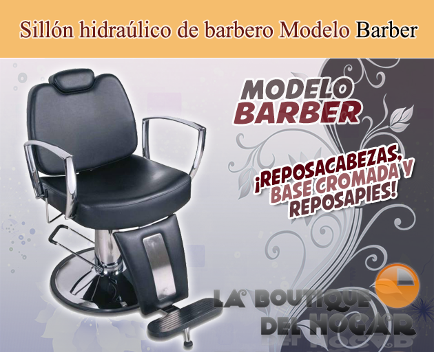 Sillón Barbero hidráulico reclinable y giratorio con reposabrazos Modelo Barber