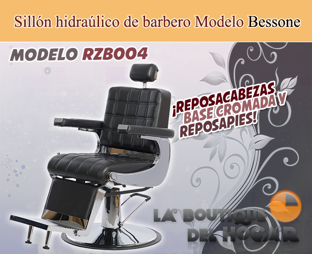 Sillón Barbero hidráulico reclinable y giratorio Bessone Modelo RZB004