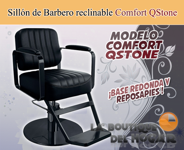 Sillón Barbero hidráulico giratorio con reposabrazos Modelo Comfort QStone
