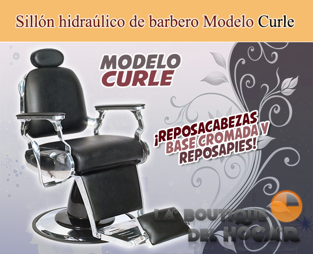 Sillón Barbero hidráulico reclinable con reposabrazos Modelo Curle