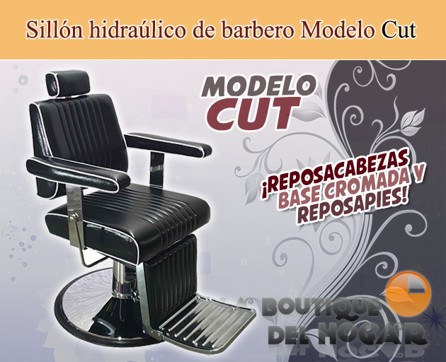 Sillón Barbero hidráulico reclinable y giratorio con reposabrazos Modelo Cut