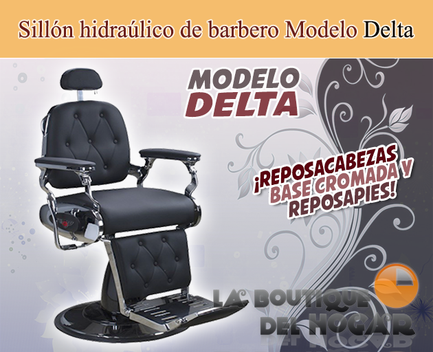 Sillón Barbero hidráulico reclinable y giratorio con reposabrazos Modelo Delta