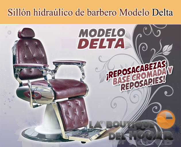 Sillón Barbero hidráulico reclinable y giratorio con reposabrazos Modelo Delta