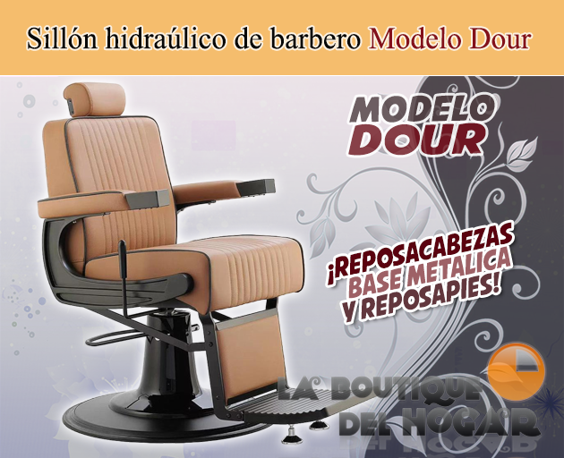 Sillón Barbero hidráulico reclinable y giratorio con reposabrazos Modelo Dour