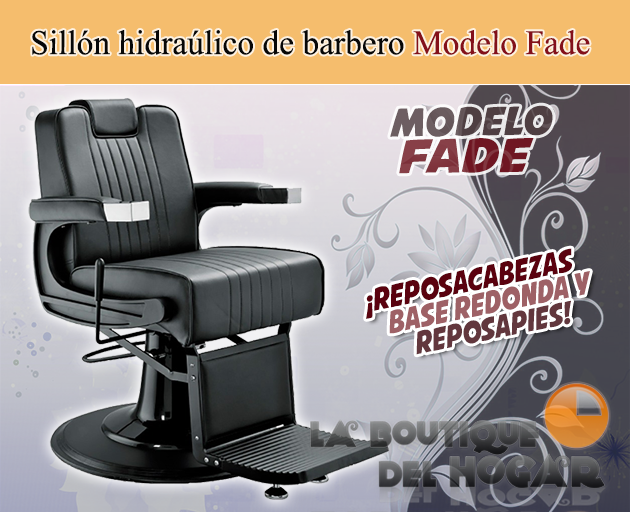 Sillón Barbero hidráulico reclinable y giratorio con reposabrazos Modelo Fade