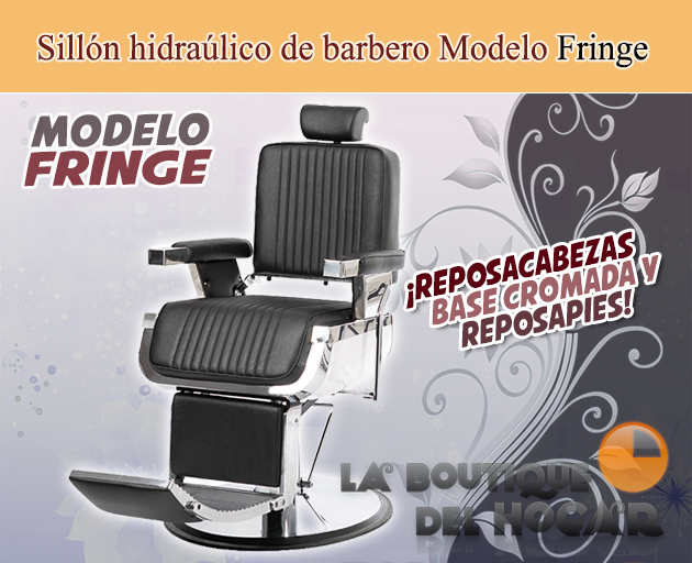Sillón Barbero hidráulico reclinable y giratorio con reposabrazos Modelo Fringe