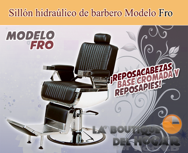 Sillón Barbero hidráulico reclinable y giratorio con reposabrazos Modelo Fro