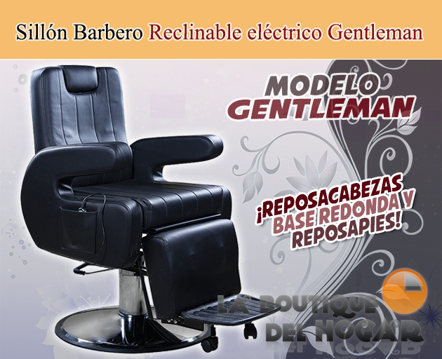 Sillón Barbero hidráulico reclinable con reposapiés fijo Modelo Gentleman