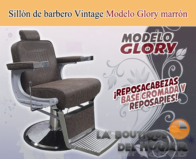 Sillón Barbero hidráulico reclinable y giratorio con reposabrazos Modelo Glory