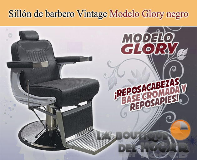 Sillón Barbero hidráulico reclinable y giratorio con reposabrazos Modelo Glory