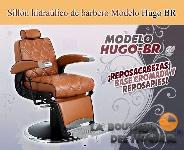Sillón Barbero hidráulico reclinable y giratorio con reposabrazos Modelo Hugo BR