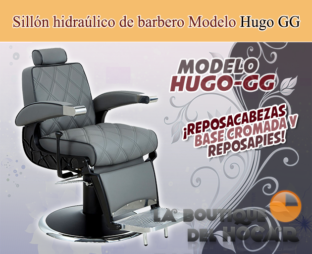 Sillón Barbero hidráulico reclinable y giratorio con reposabrazos Modelo Hugo GG