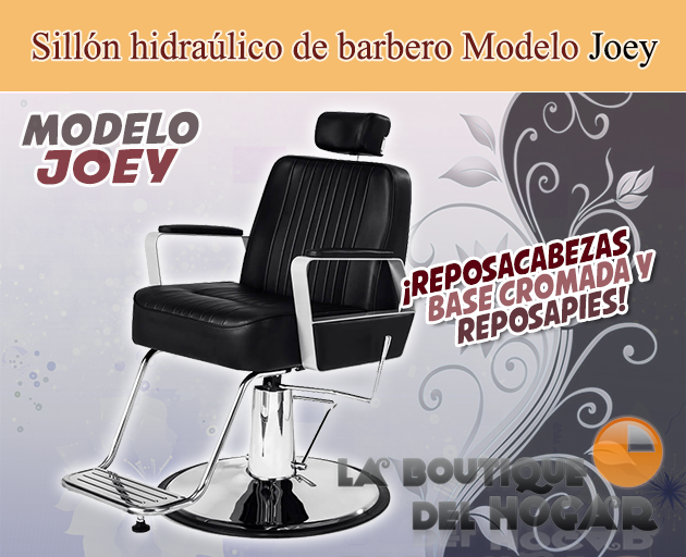 Sillón Barbero hidráulico reclinable y giratorio con reposabrazos Modelo Joey
