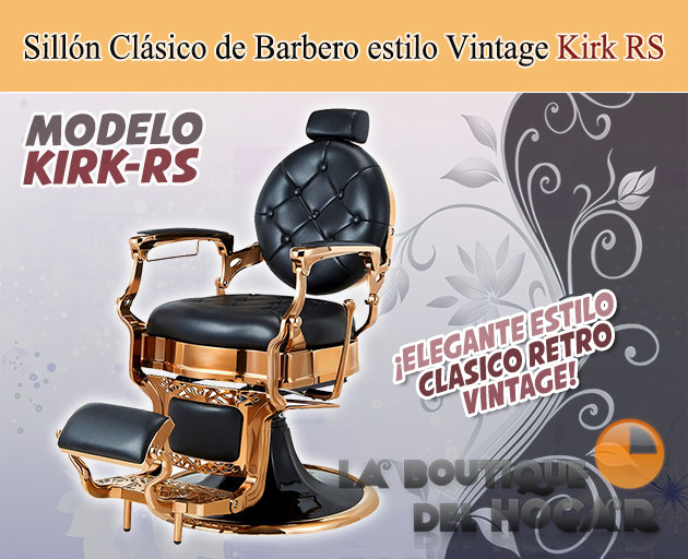 Sillón Clásico de Barbero hidráulico estilo Retro Vintage con reposapies integrado Modelo Kirk RS