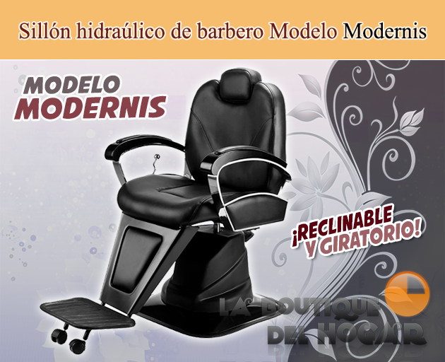 Sillón Barbero hidráulico reclinable con reposapiés Modelo Modernis