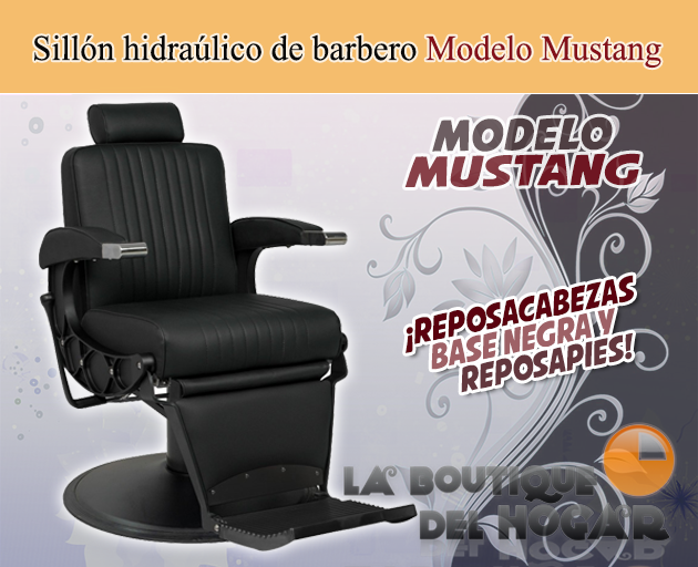 Sillón Barbero hidráulico reclinable y giratorio con reposabrazos Modelo Mustang