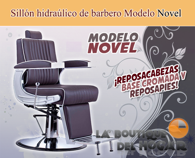 Sillón Barbero hidráulico reclinable y giratorio con reposabrazos Modelo Novel
