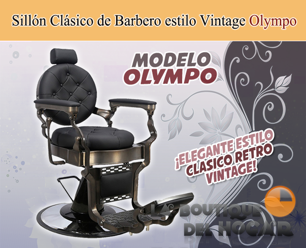 Sillón Clásico de Barbero hidráulico estilo Retro Vintage con reposapies integrado Modelo Clint