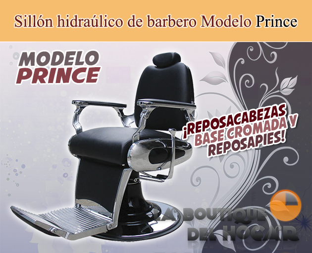 Sillón Barbero hidráulico reclinable y giratorio con reposabrazos Modelo Prince