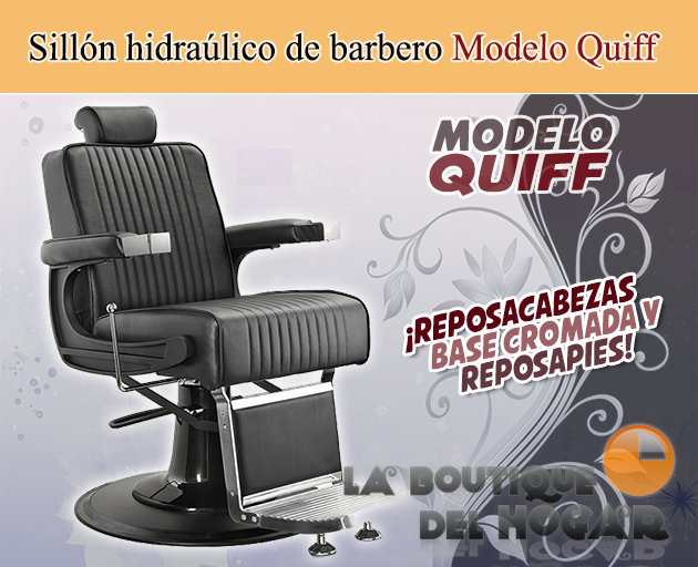 Sillón Barbero hidráulico reclinable y giratorio con reposabrazos Modelo Quiff