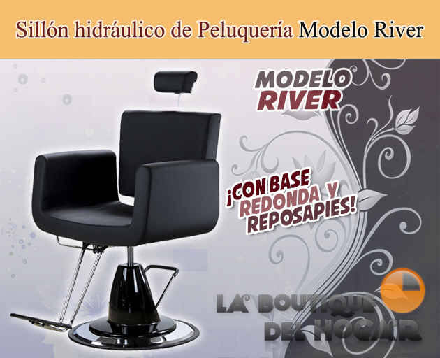 Sillón de Peluquería hidráulico con reposapiés metálico Modelo River