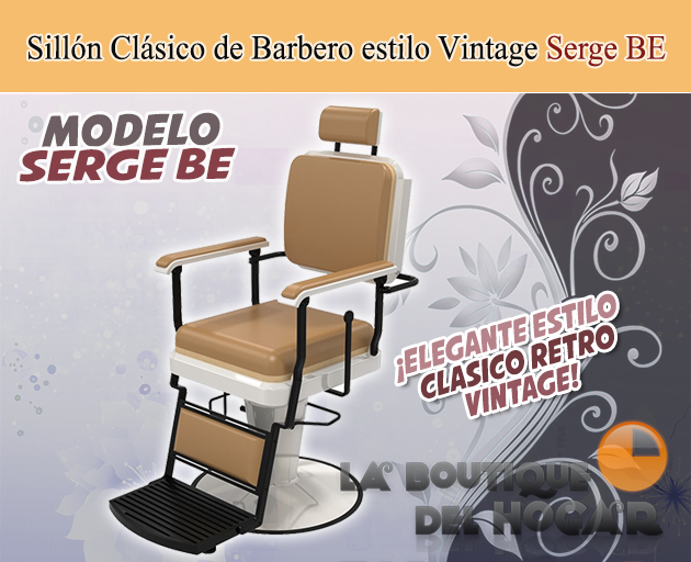 Sillón Clásico de Barbero hidráulico estilo Retro Vintage con reposapies integrado Modelo Serge BE
